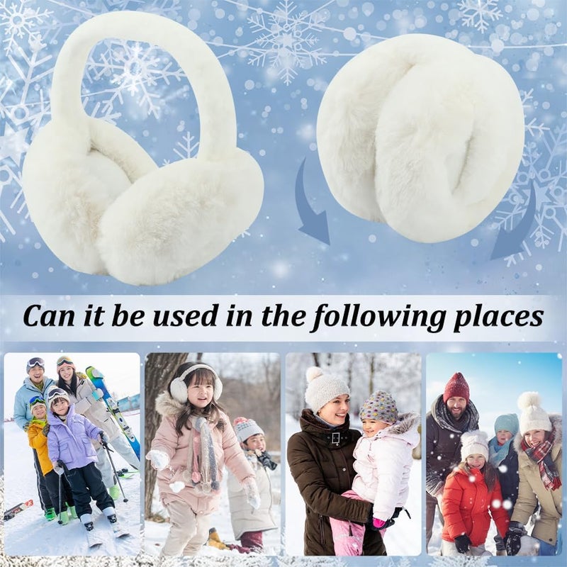 Ranjaner Winter Ear Muffs Women, Faux Fur Winter Girls Fuzzy Earmuffs, Foldable Fluffy Ear Covers, Outdoor Warm Ear Covers - Image 5